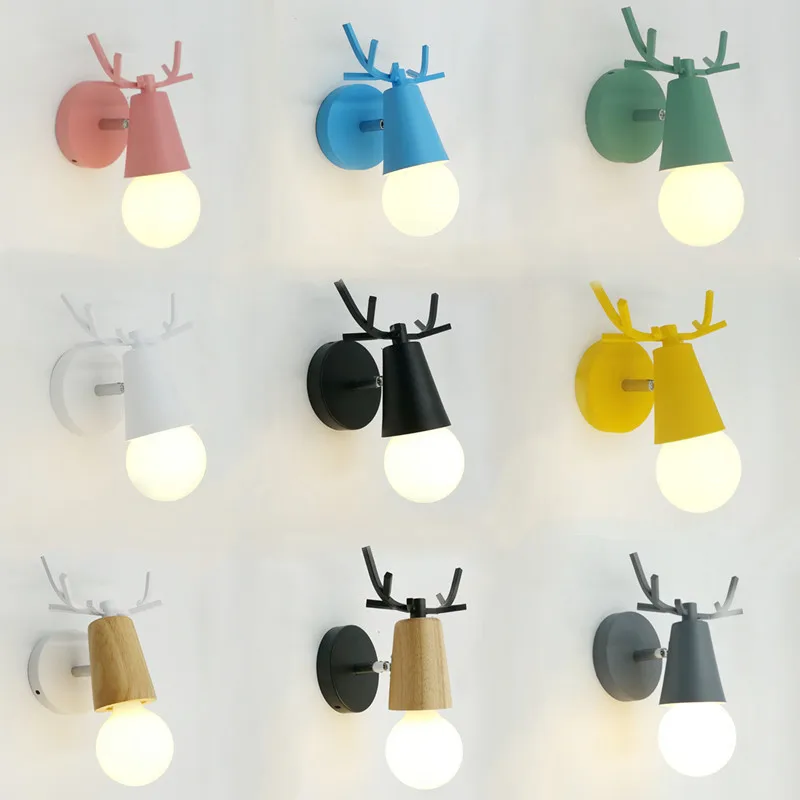 

wooden wall lights bedside wall lamp bedroom wall light sconce for kitchen restaurant modern wall lamp Nordic macaroon sconces