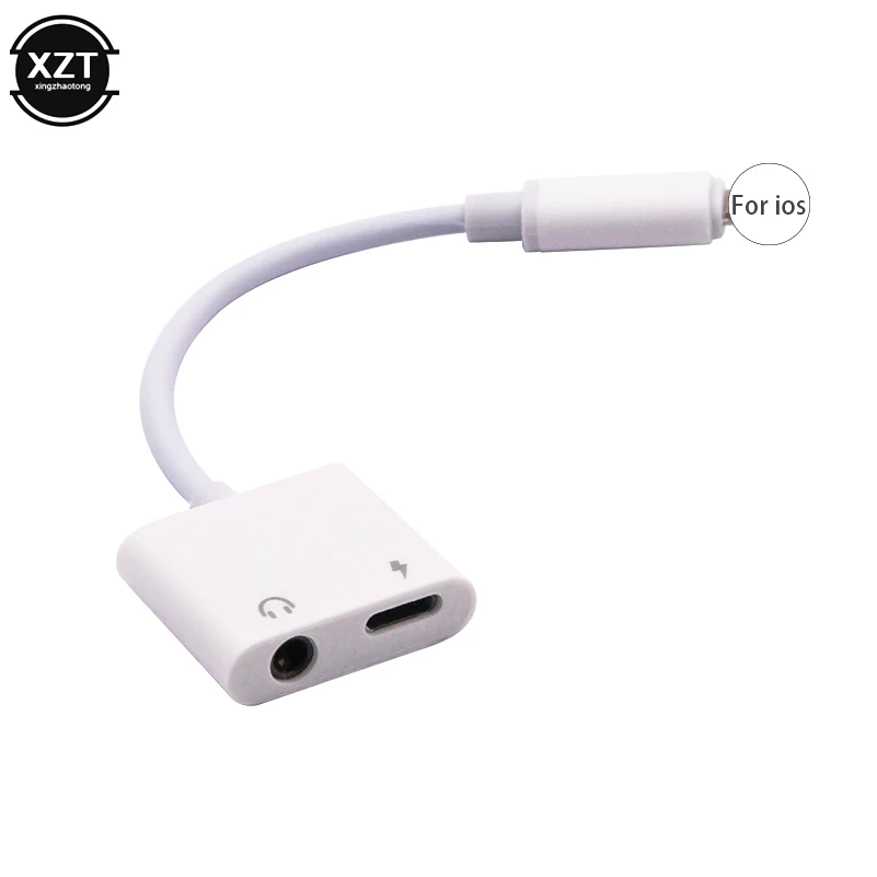 

2 em 1 fone de ouvido adaptador de áudio cabo carregamento do telefone móvel aux dupla jack para iphone 8 plus x xs para relâmpa