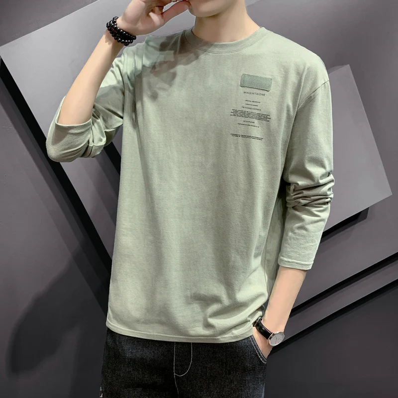 Футболка мужская в полоску с длинным рукавом и круглым вырезом | Мужская одежда