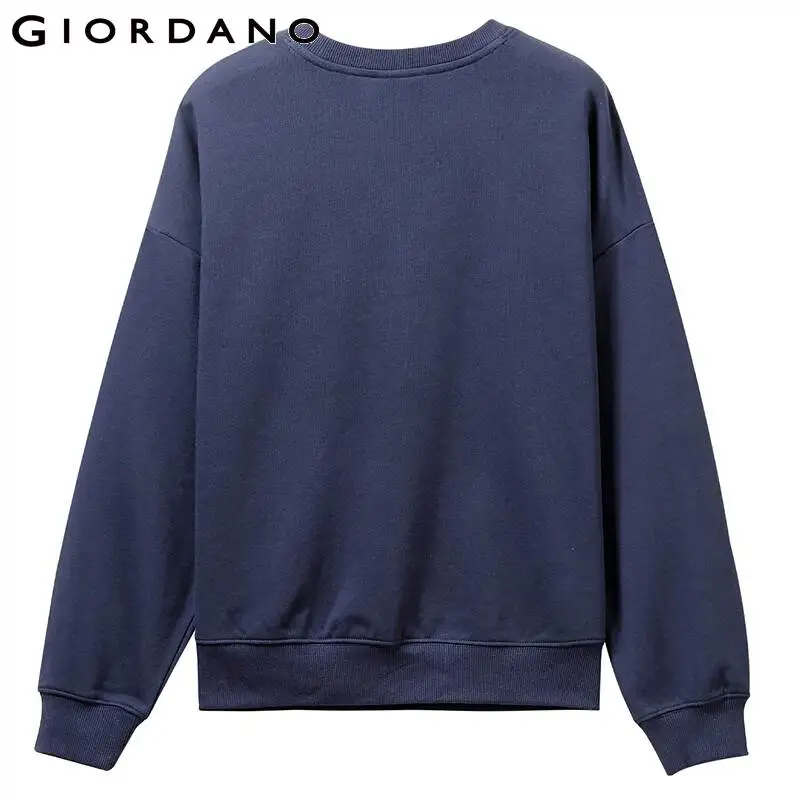 Giordano/женские свитшоты с буквенным принтом, с открытыми плечами, свободного кроя, с круглым вырезом, Pull Femme, слегка тянущиеся ropa mujer 05399783