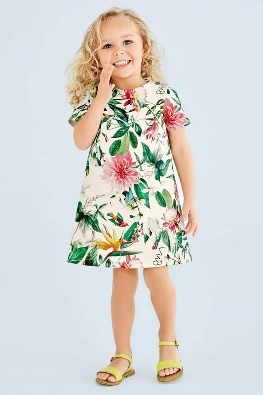 Розничная ; Новинка года; Летние Детские платья для девочек; летнее платье зеленого цвета с пионами