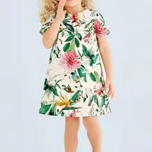 Розничная ; Новинка года; Летние Детские платья для девочек; летнее платье зеленого цвета с пионами