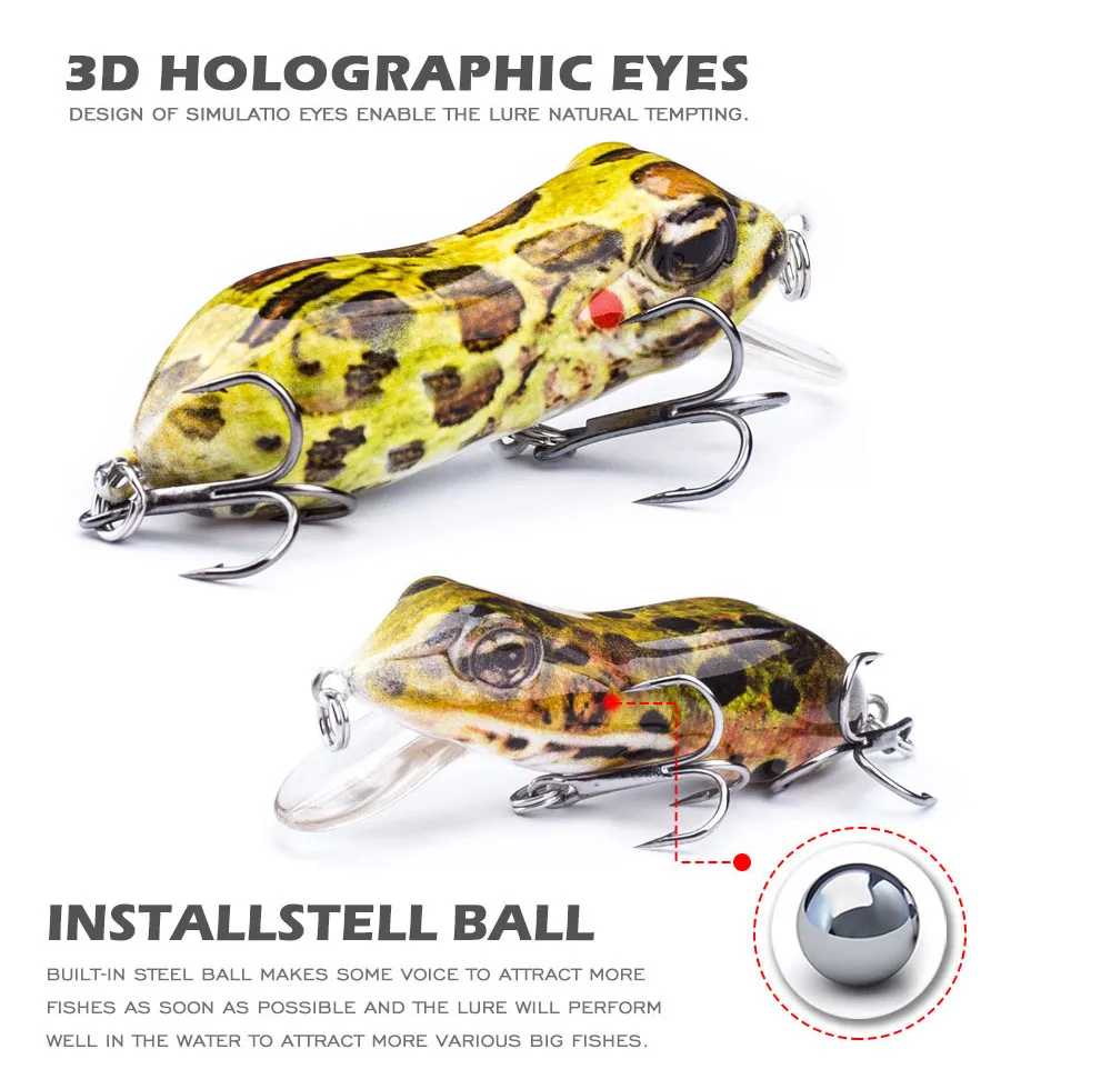 Agoie 63mm/10g Bionic Frosch Angelköder Topwater Hard Fish Wobbler Künstliche Angeln Kurbel Köder Schwimmendes Angelgerät – Detail 5