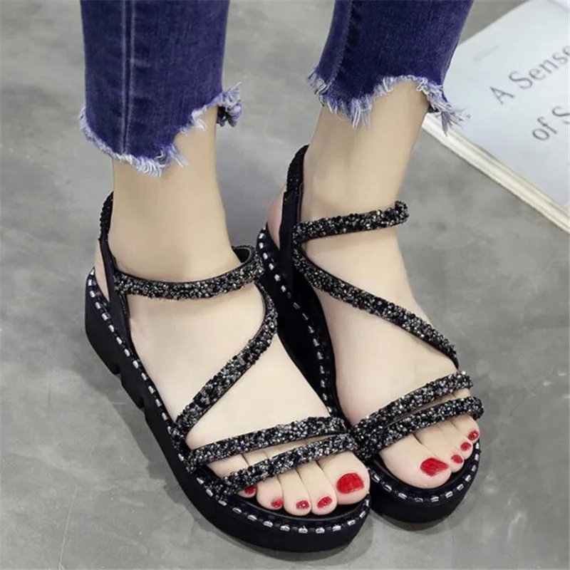 

Wild sequins muffin beach thick platform sandals women shoes sandalias mujer platform sandals Summer new women's sandals