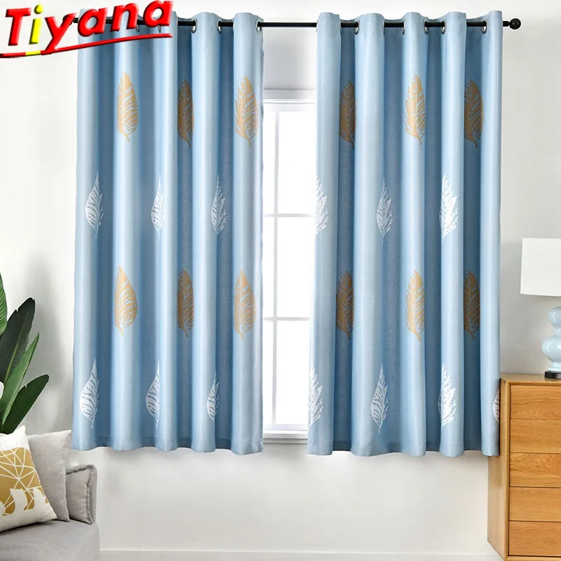 

Yellow Leaves Curtains for Living Room Blue/Grey Blackout Curtains for Bedroom Kid's Room Short Curtains for Bay Window PC031#20