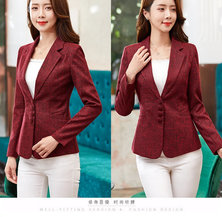 Wine Red Spring Autumn Plus Size 6XL Womens Business Suits 3 Buttons Office Female Blazers Jackets Formal Slim Blazer Women Suit pant suit