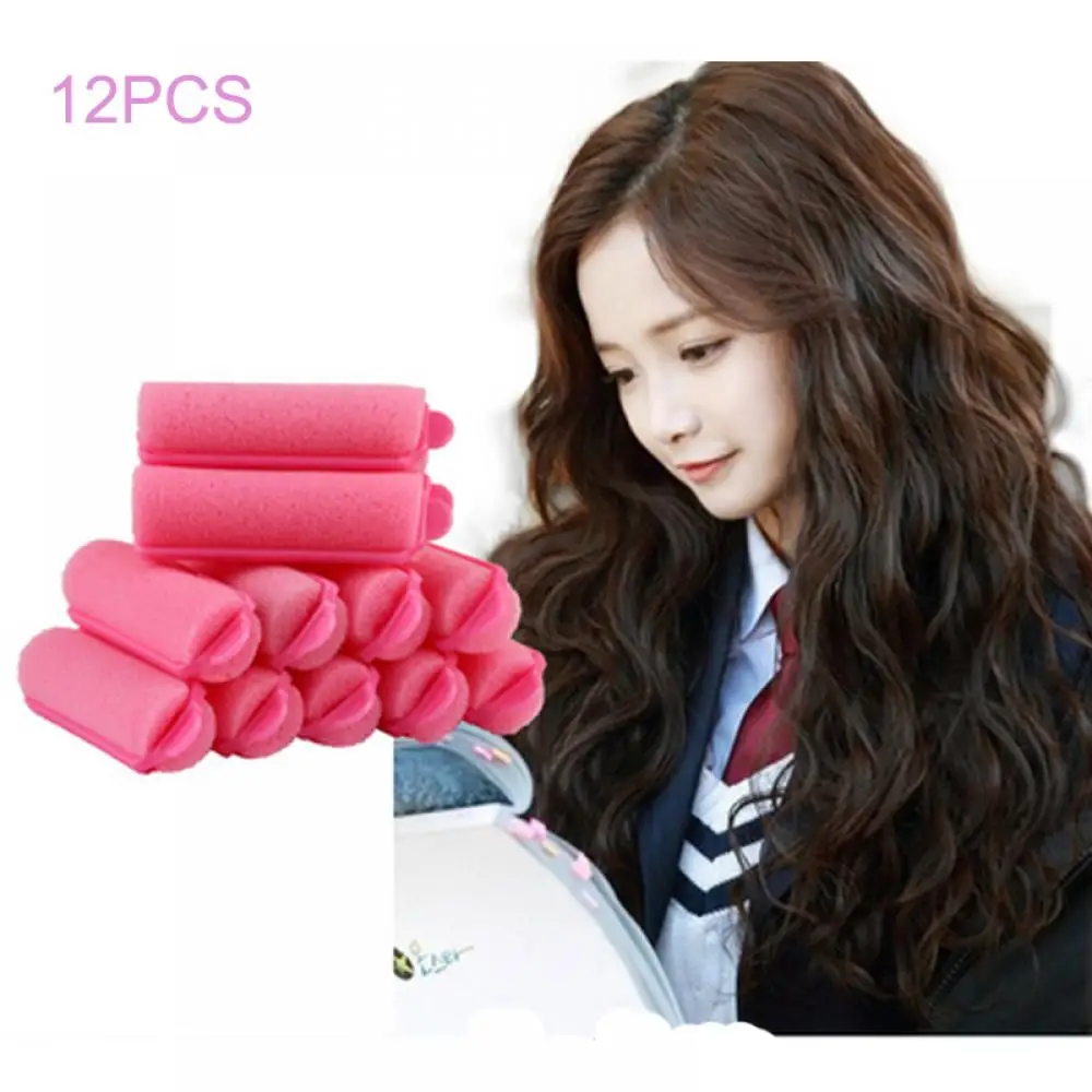 

12 pcs/bag Cute Pink Hair Curler Magic Sponge Foam Cushion Hair Styling Rollers Curler Twist Tool Hot Sale Hair Accessories