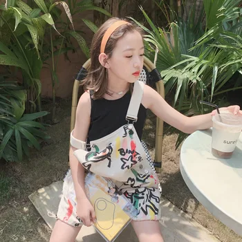 

Summer 2020 children's clothing children's foreign wild vest with watercolor printing straps two-piece pants
