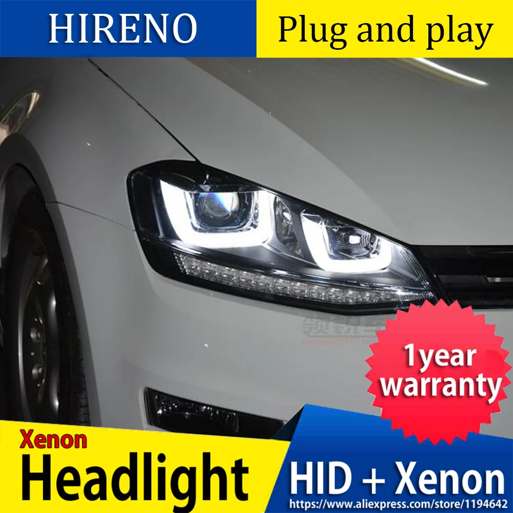 

Car Styling Head Lamp case for VW Golf 7 2014 2015 red LED Headlights VW Golf7 MK7 DRL Daytime Running Light Bi-Xenon HID