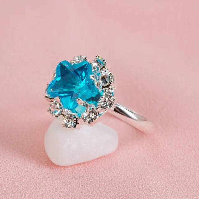 36Pcs/Box Cute Princess Girl Baby Toy Gem Ring Children's Day Gift Kids Rings Adjustable Alloy Pink 6