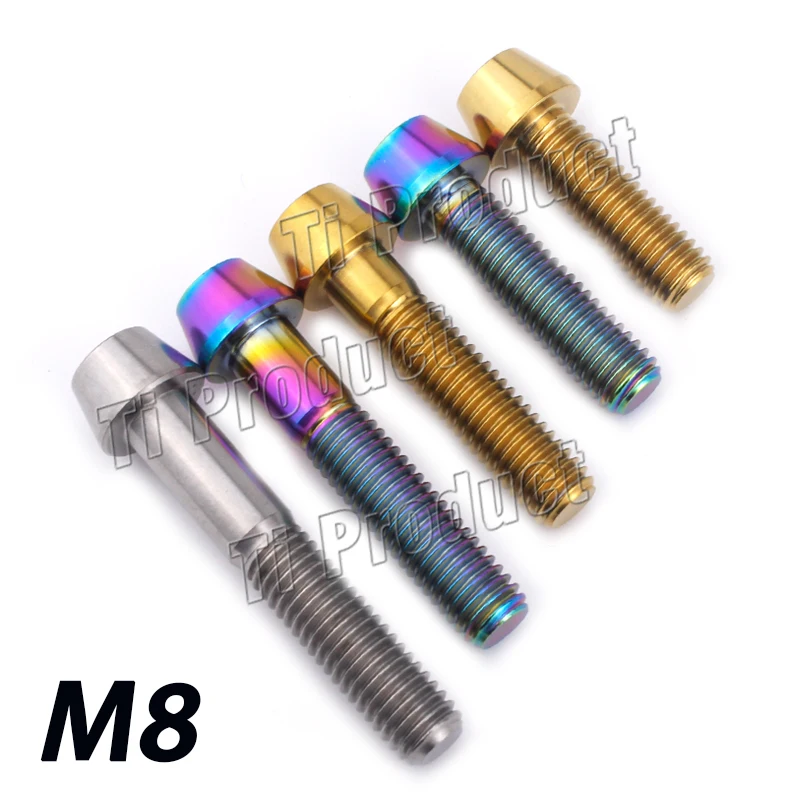 GR5 болт из титанового сплава M8 X 15 20 25 30 35 40 45 50 70 мм коническая головка Золотой