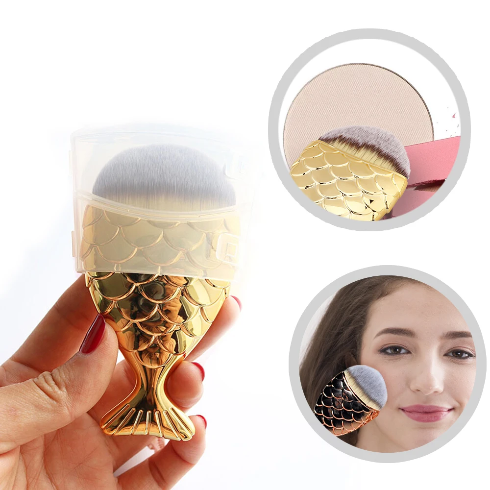Miss Gorgeous 1pc Fish Shape Makeup Brush Cosmetic Foundation Brushes Beauty Make Up Tool Accessories Pinceaux Maquillaje Gold | Красота и