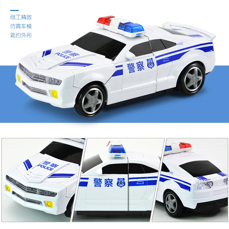 

Electric Shining Universal Transformation Police Car CHILDREN'S Electric Car Model Transformation Toy