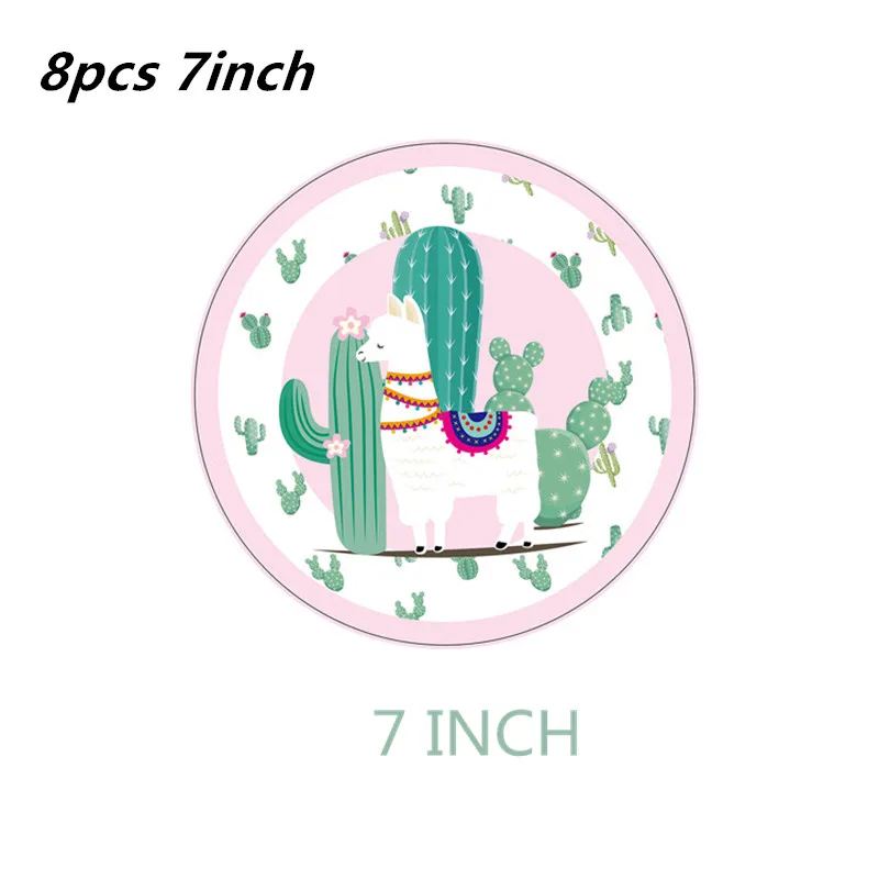LISM Llama вечерние Llama Альпака бумажные тарелки салфетки для стаканчиков одноразовая соломка поставки животных с днем рождения украшения для детей - Цвет: 8pcs 7inch