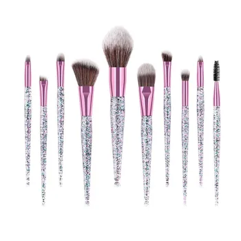 

Pretty Comy makeup brushes Foundation Cosmetic Eyebrow Eyeshadow Brush Sets Tools 10PCS Sequins sand set brush SG6124