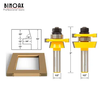 

1/2" Shank Rail & Stile Router Bit Set Shaker Woodwork Cutter Tools