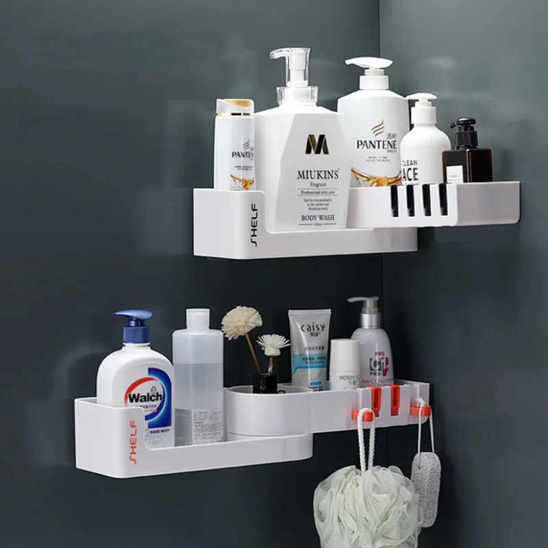 

Bathroom kitchen corner shelf creative double-layer storage rack multi-function storage shelf seamless wall-mounted