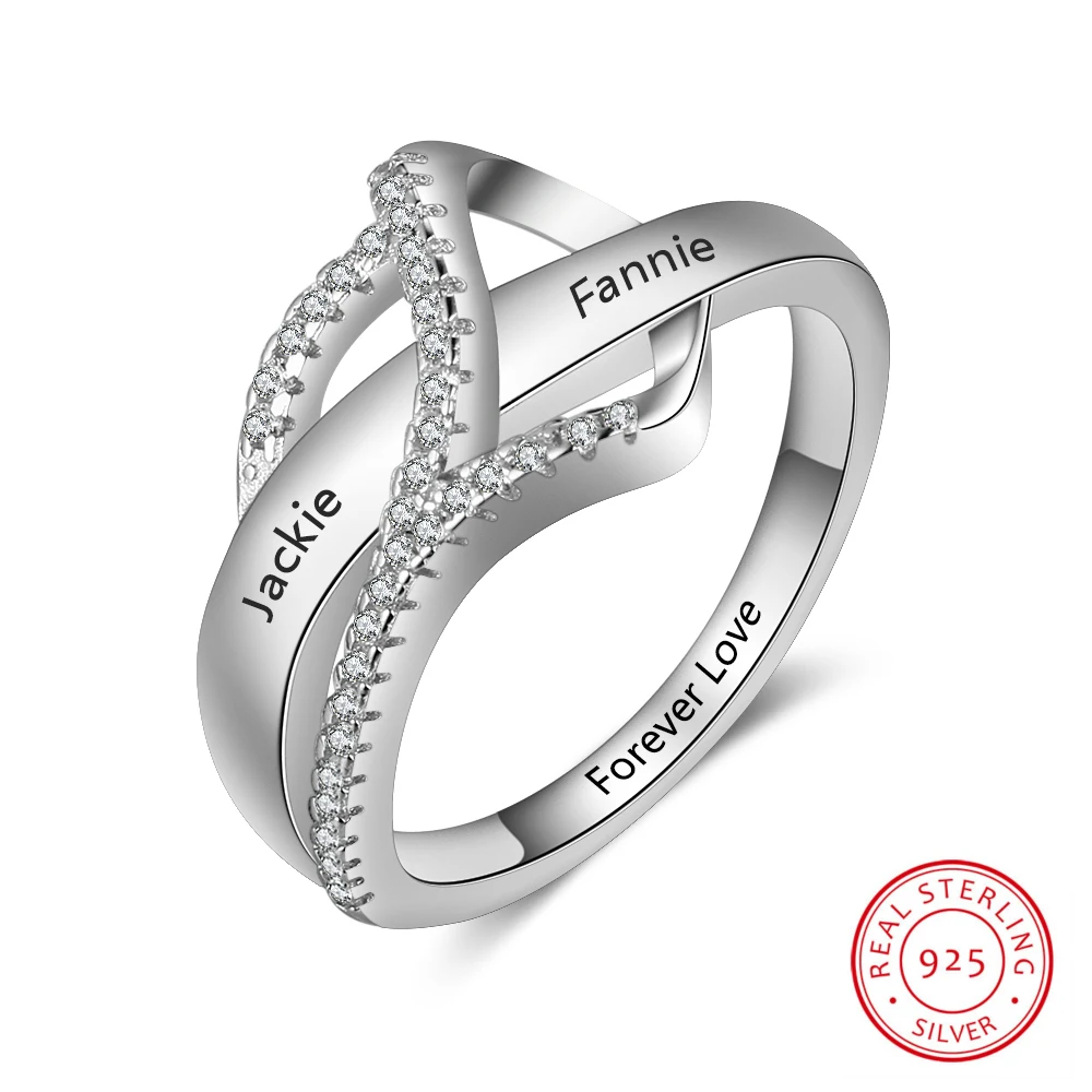 Оригинальное кольцо, модные ювелирные изделия из серебра 925 пробы, 2 названия, кубический циркон, обручальные кольца, обещанный подарок для женщин
