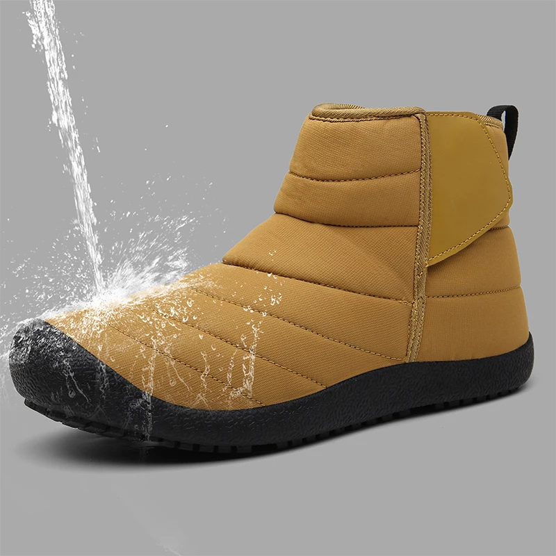 

Hook Loop Winter Men Snow Boots Waterproof Warm Leather Boots for Man plush Women Boots Winter with Fur 2019 Warm Snow Boots Men