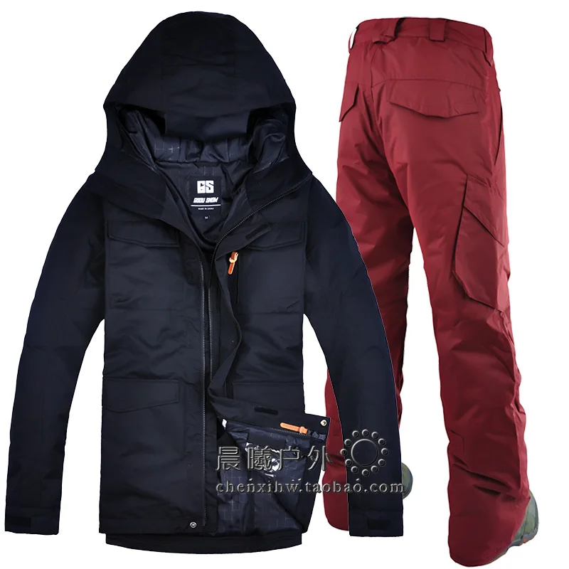 GSOU, снежный мужской лыжный костюм, сноуборд, лыжная куртка, брюки, ветрозащитная, водонепроницаемая, уличная спортивная одежда, утолщенная, теплая, мужская одежда - Цвет: Color 11