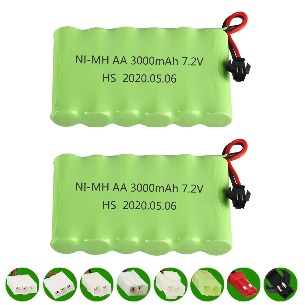 Batteria Ricaricabile 3000Mah 7.2V Sm/Jst/El-2P Spina Per Rc Toy Car Boat Tank Train Robot Gun Aa 7.2V Ni-Mh Battery Pack 2 Pz/Lotto