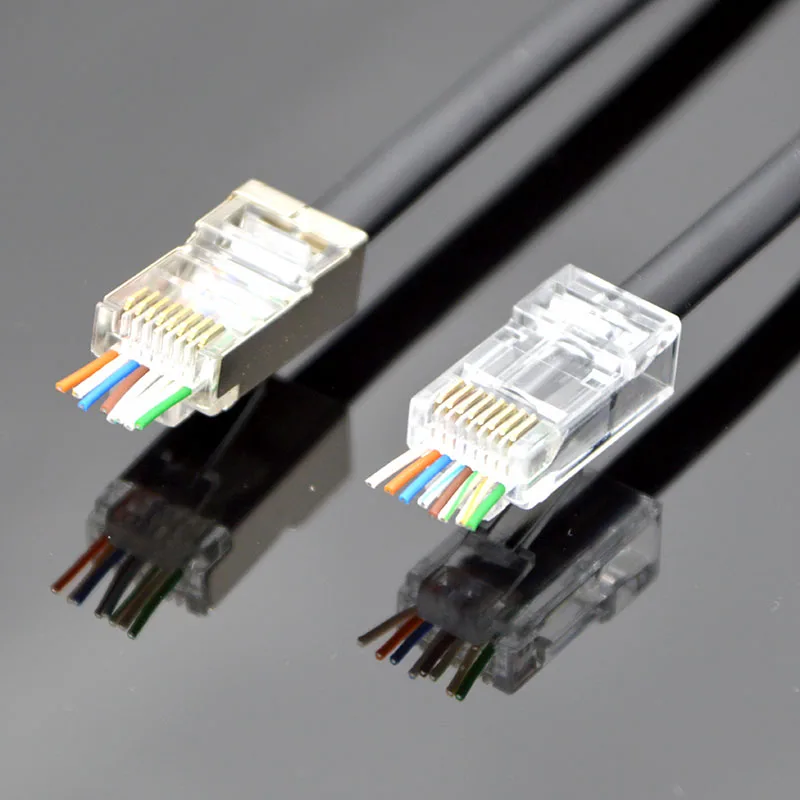 100 шт. новый сетевой соединитель RJ45 8p8c CAT6 перфорированный позолоченный с защитным