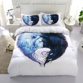 

3D Print Wolf Lion Couple Duvet Cover Home Soft and Breathable Polyester Cotton Material Comforter/Quilt/Blanket Case Queen
