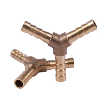 

2 Pcs Brass Y-Shape 3 Ways Hose Barb Fitting Adapter Coupling for 6mm Tube