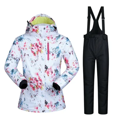 MUTUSNOW женский лыжный костюм сноуборд куртка брюки ветрозащитный водонепроницаемый тепловой утолщаются женская зимняя одежда брючный костюм комплект - Цвет: Color 10