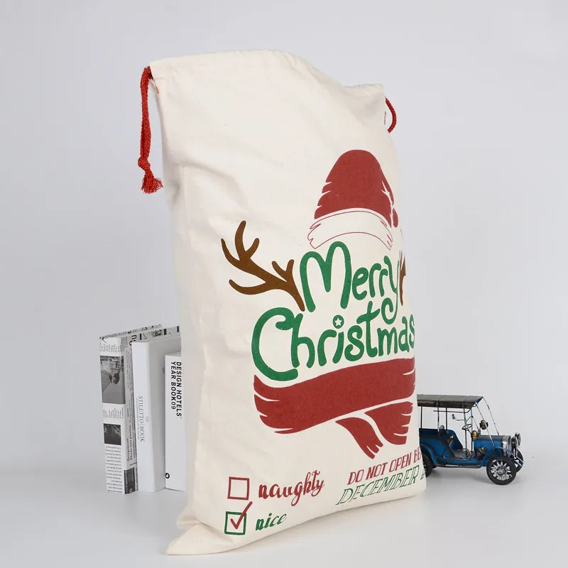 Большая Холщовая Сумка с рождественским Санта-Клаусом, Рождественский чулок, Подарочная сумка для хранения конфет, Рождественский Декор, органайзер для шкафа