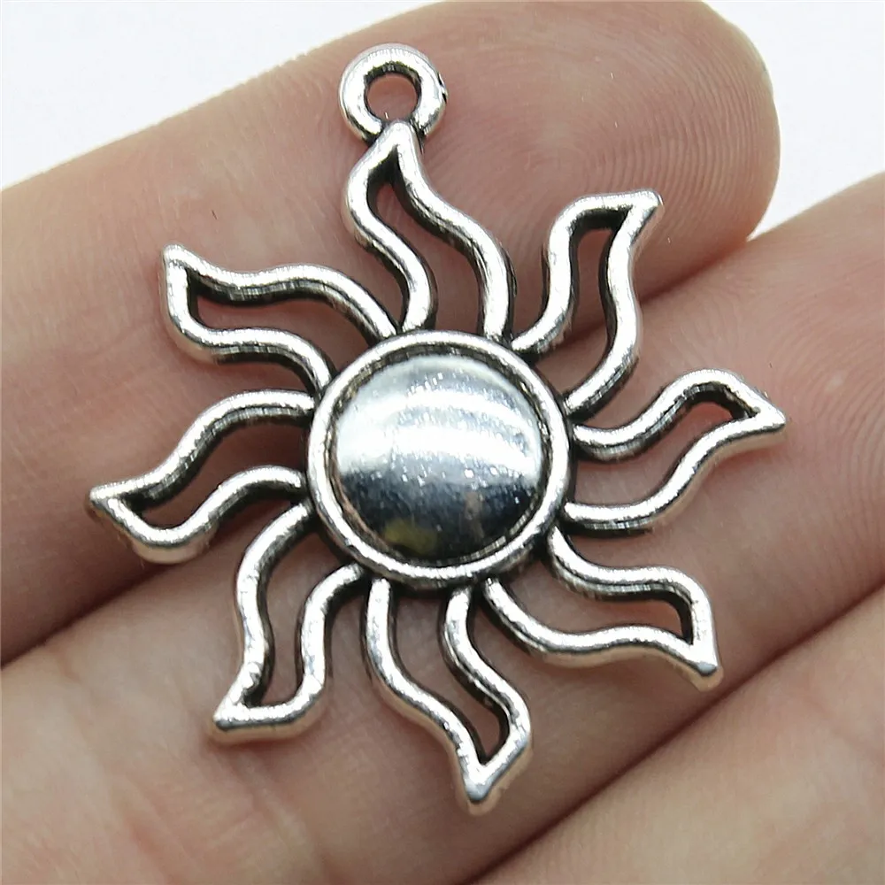 Colgante Sol para fabricación de joyas, colgantes de sol de Color plata antigua, 35x31mm, 6 uds. - AliExpress