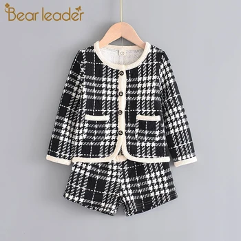 

Bear Leader Girls Clothing Sets 2020 Winter Plaid Pattern Autumn Outfits Kids Fashion Clothes Top Coat and Pants 2pcs Costumes