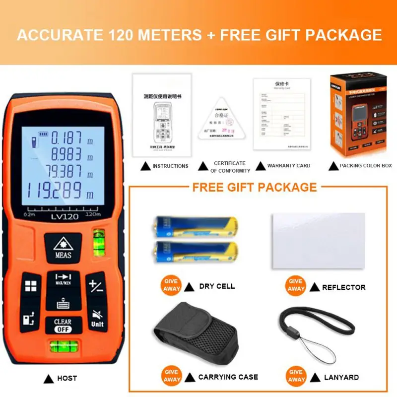 50m 120m Laser Rangefinder Digital Laser Distance Meter battery-powered laser range finder tape distance measurer