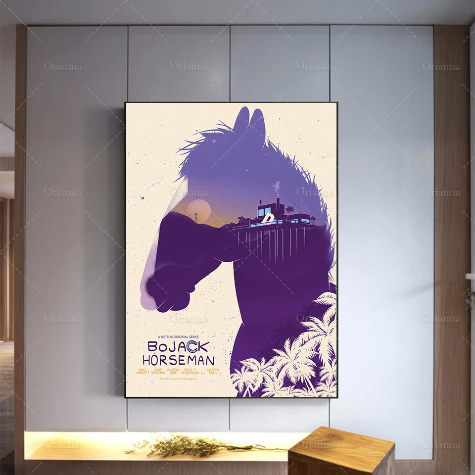 Абстрактный фиолетовый пейзаж лошади BoJACK HOR SE MAN настенная живопись холст