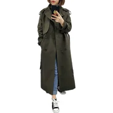 

Brand new Fashion 2021 Fall /Autumn Casual Double breasted Simple Classic Long Trench coat with belt Female windbreaker