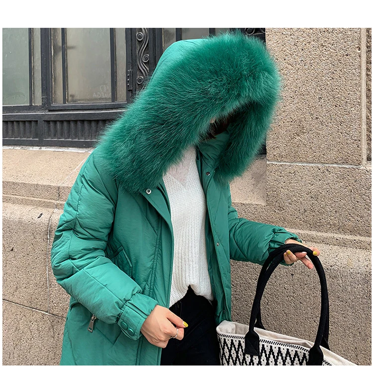 Женская зимняя куртка с хлопковой подкладкой, теплая, с меховым воротником, 2019 Новое поступление, модные длинные пальто, парка, женские