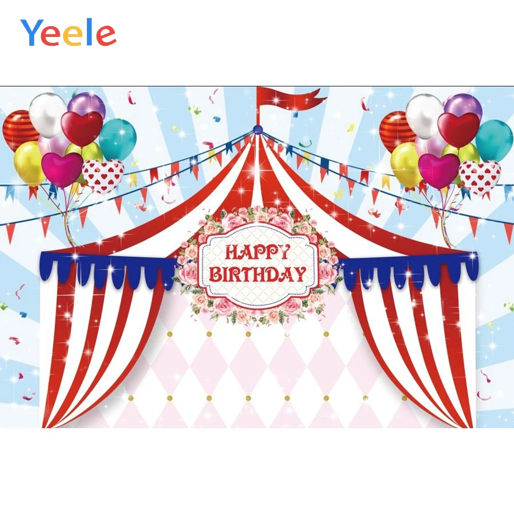 

Yeele Curtain Balloons Happy Birthday Children Party Photography Backgrounds Customized Photographic Backdrops For Photo Studio