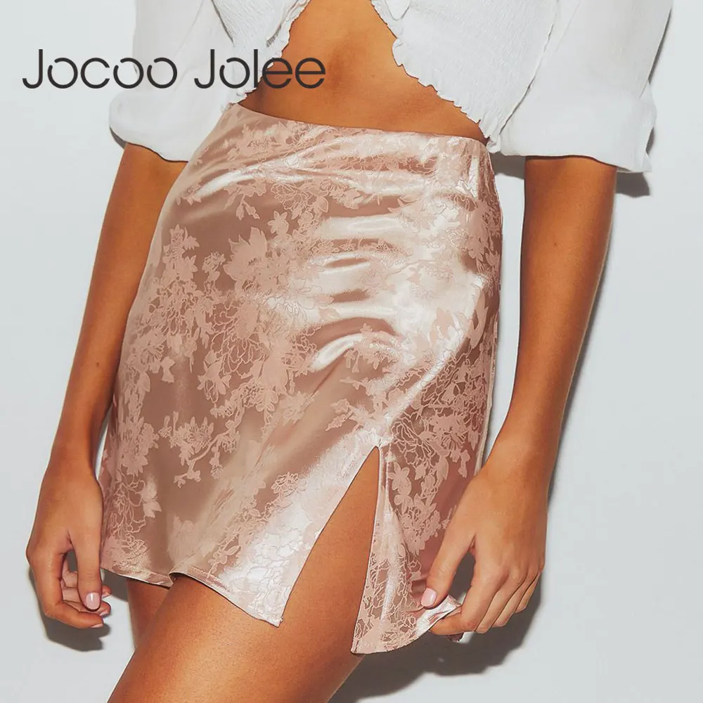 Женская летняя элегантная жаккардовая атласная короткая юбка Jocoo Jolee пикантная