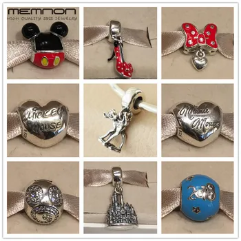 

New Cartoon collection Fantasyland Castle charms 925 sterling silver jewelry Mouse Bow beads fit bracelets necklace pendant DIY