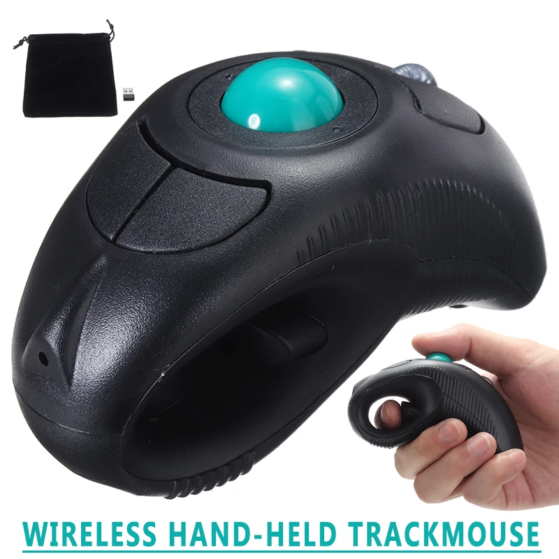 

2.4Ghz Wireless HandHeld Trackball Mouse Multi-functional Ergonomic Design Mice With USB Receiver For PC Laptop