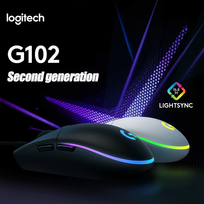 Logitech G102 2 го поколения Проводная игровая rgb мышь для Windows 10/8/7 с 8000 точек/дюйм Streamer