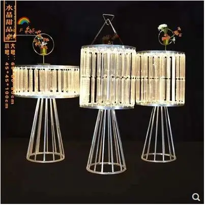 

New wedding iron crystal cylindrical dessert table wedding reception area decorative display table window creative ornaments