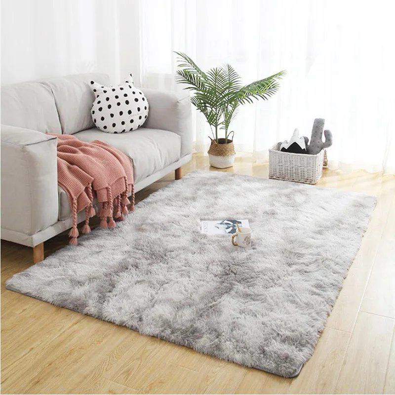 Плюшевые ковры для гостиной пушистый мягкий ковер домашний декор лохматый ковер спальня Диванный кофейный столик коврик для гардеробной - Цвет: grey