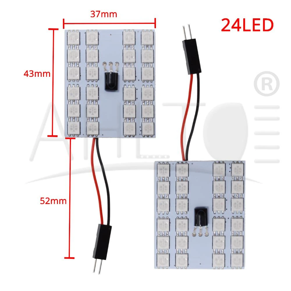 2 шт. Автомобильные светодиодные лампы T10 RGB 5050 24SMD BA9S DC 12 В|Декоративная лампа| |