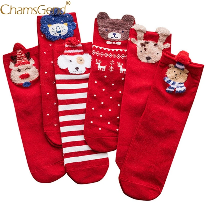 6 пар/лот, унисекс, рождественские хлопковые теплые носки для взрослых, Милая Красная обувь с мультяшным принтом для женщин и девочек, Осень-зима, Meias 9Nov