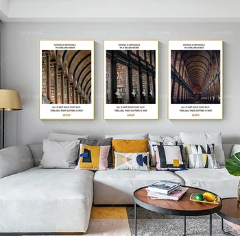 

Retro Spiral Staircase Canvas Painting Wall Art Picture Print Ancient Library Mural Club Office Living Room Decor With Frame