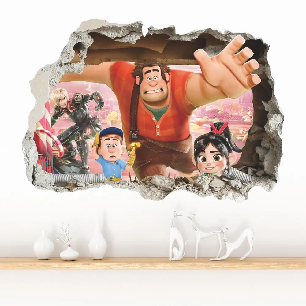 Дисней 3D сломанный Непобедимый король разрушений наклейки для детской комнаты спальни украшения DIY наклейки Искусство Мальчик подарки