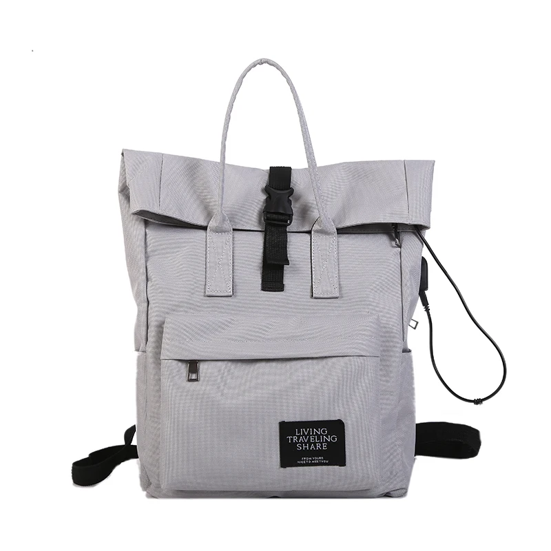 Gray Mochila feminina, Холщовый женский рюкзак с зарядкой через usb для ноутбука, большие женские рюкзаки, школьные сумки для девочек-подростков, sac a dos - Цвет: Gray