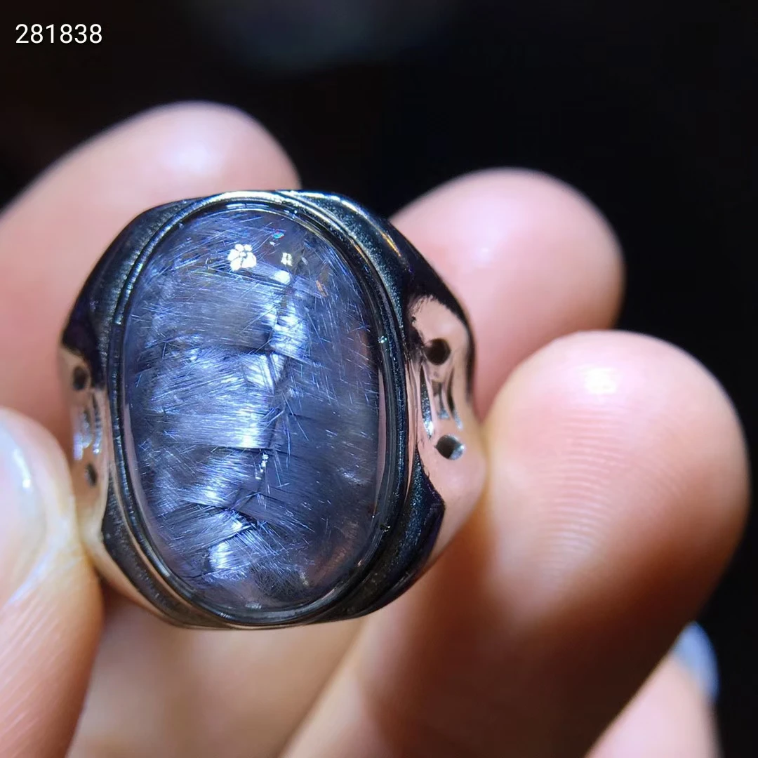 Genuine Natural Brookite Platinum Silver Rutilated Quartz Oval 