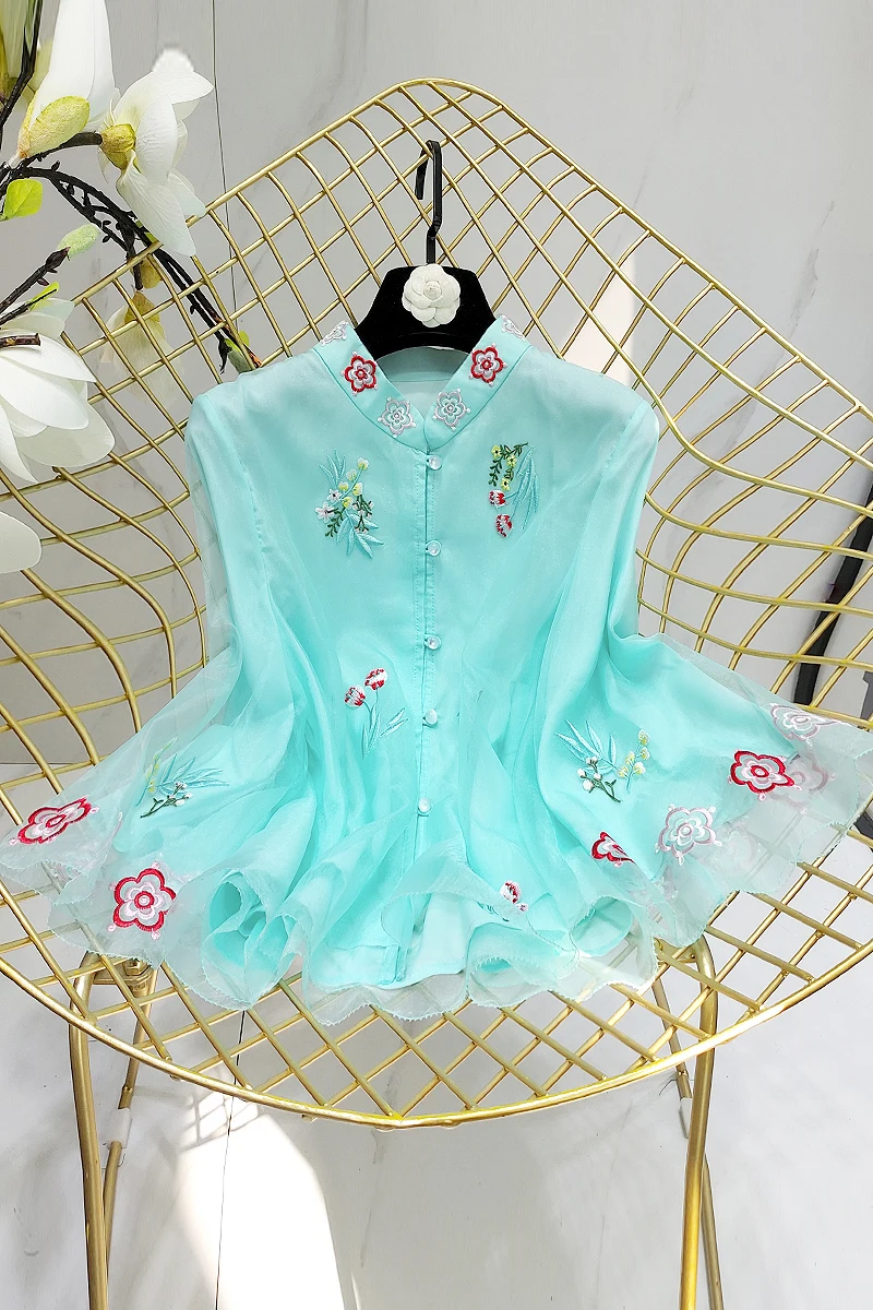 В традиционном китайском стиле tangsuit, одежда в китайском стиле, cheongsam qipao Топ восточный женский Чонсам лидер Элегантная Вышивка Блузка Hanfu